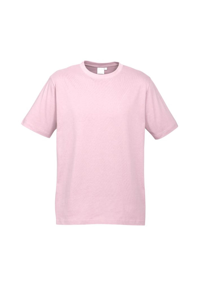 Kids Ice Tee in vibrant pink, size 6, made from soft 100% cotton with a ribbed collar for comfort and durability.