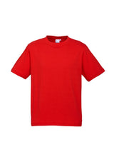 Vibrant red Kids Ice Tee in size 8, made of soft cotton with ribbed collar, durable for active kids’ play and school events.