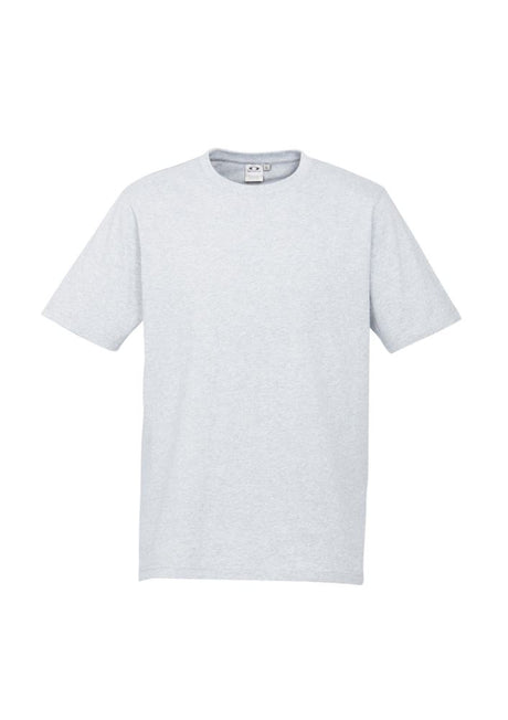 Kids Ice Tee in Snow Marle, size 4, showcasing soft cotton fabric, durable design, and trendy ribbed collar for comfort.
