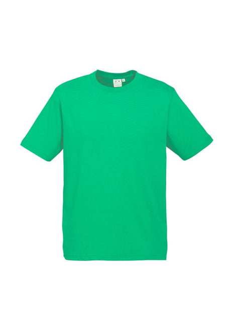 Kids Ice Tee in vibrant neon green, size 14, featuring soft combed cotton, ribbed collar, and durable twin needle finish.