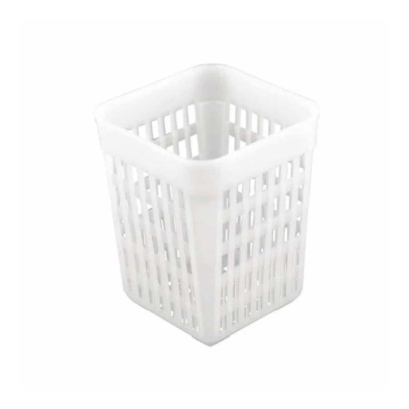 Elegant square white cutlery basket (13cm) for organized utensils, perfect for any dining setting or occasion.