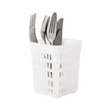 Stylish square white cutlery basket (13cm) for organized utensils, perfect for any dining setting.