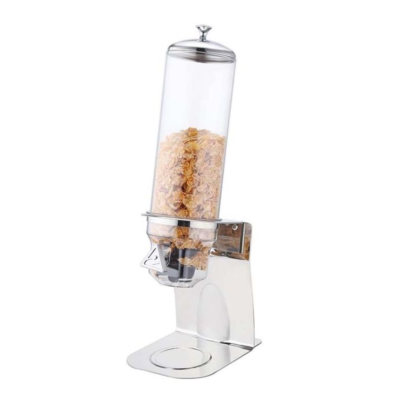 Cereal Dispenser with a 4L capacity, stainless steel stand, and easy-turn knob for mess-free breakfast servings.