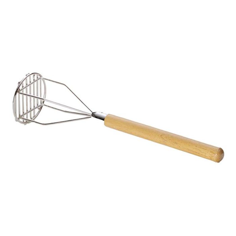 Versatile 45cm potato masher with a comfortable wooden handle, perfect for mashing potatoes and vegetables.