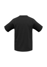 Kids Sprint Tee in black size 6, featuring breathable fabric, UPF protection, and a comfortable crew neck for active play.