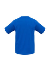 Kids Sprint Tee in vibrant Royal blue, Size 10, features breathable fabric, UPF protection, and flexible design for active play.