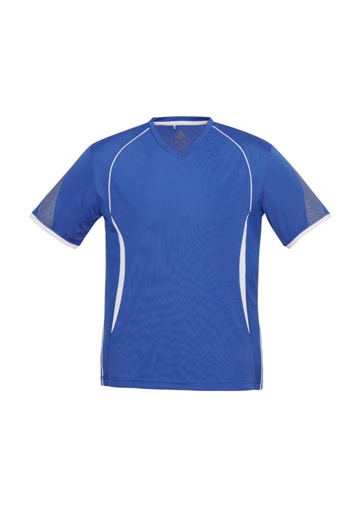 Kids Razor Tee in Royal/White, size 6, features breathable mesh, stylish prints, and excellent sun protection for active youth.