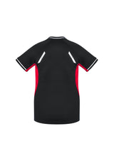 Ladies Renegade Tee in Black, Red, and Silver, size 24, featuring breathable fabric, bold colors, and reflective trims for visibility.