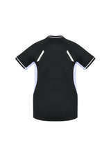 Ladies Renegade Tee in Black/White/Silver, Size 20, featuring breathable fabric, V-neck, and reflective trims for visibility.