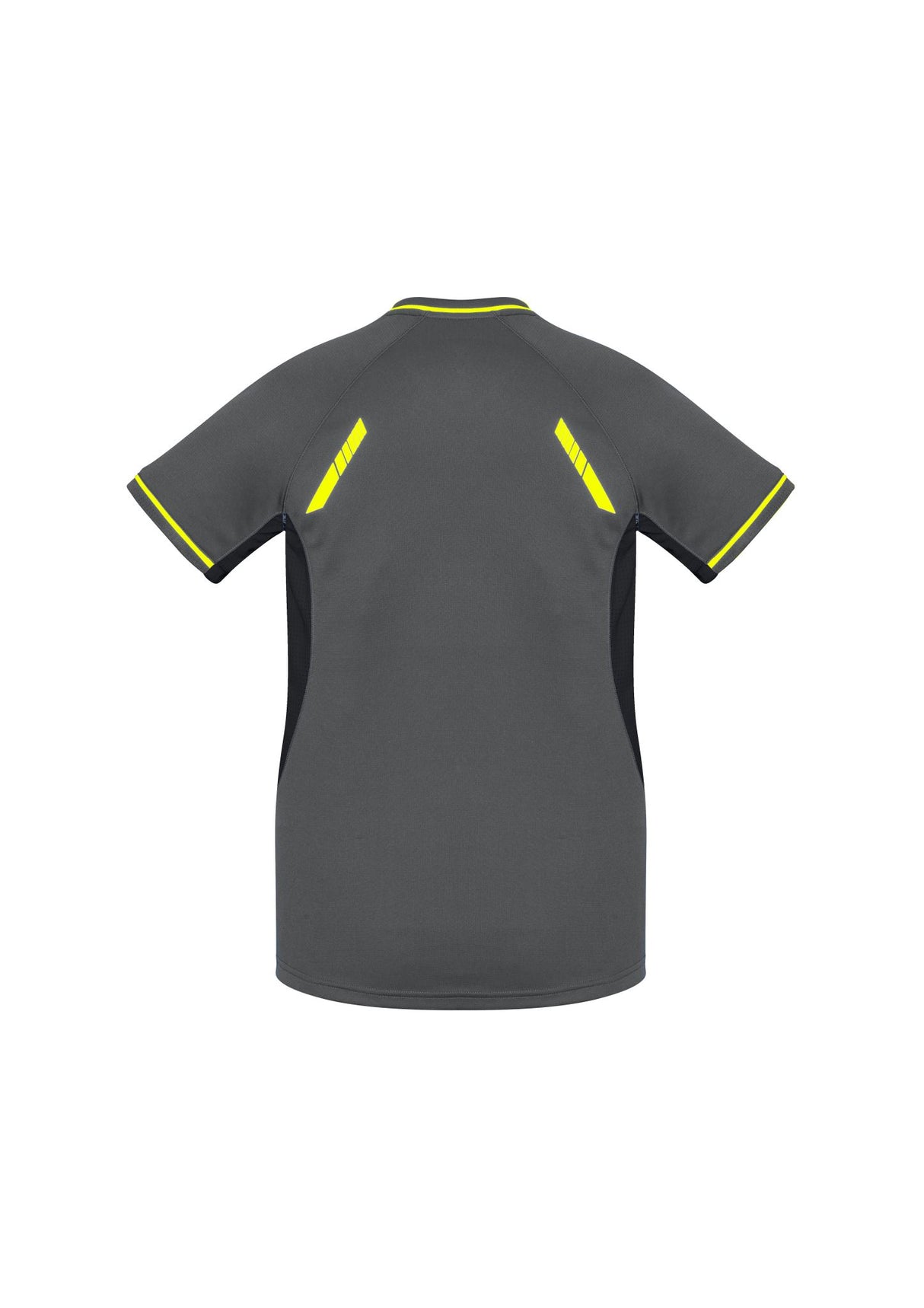 Ladies Renegade Tee in Grey/Black/Fluoro Yellow, size 8, featuring breathable fabric and stylish design for active lifestyles.