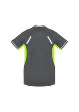 Ladies Renegade Tee in Grey/Fluoro Lime/Silver, featuring a V-neck, raglan sleeves, and reflective trims for activewear style.