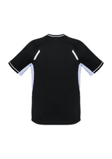 Kids Renegade Tee in black, white, and silver featuring breathable fabric, reflective trims, and a comfortable fit for active play.