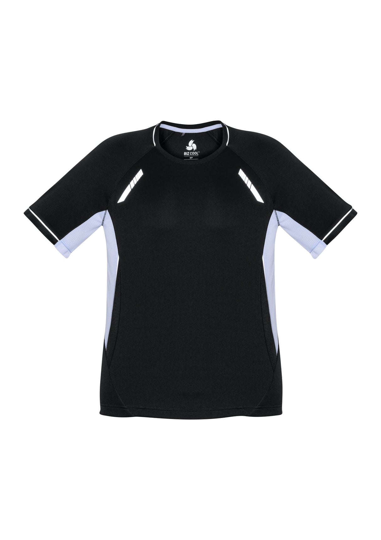 Kids Renegade Tee in Black, White, and Silver, featuring breathable fabric, reflective trims, and a comfortable fit for active play.