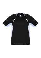 Kids Renegade Tee in Black, White, and Silver, featuring breathable fabric, reflective trims, and a comfortable fit for active play.
