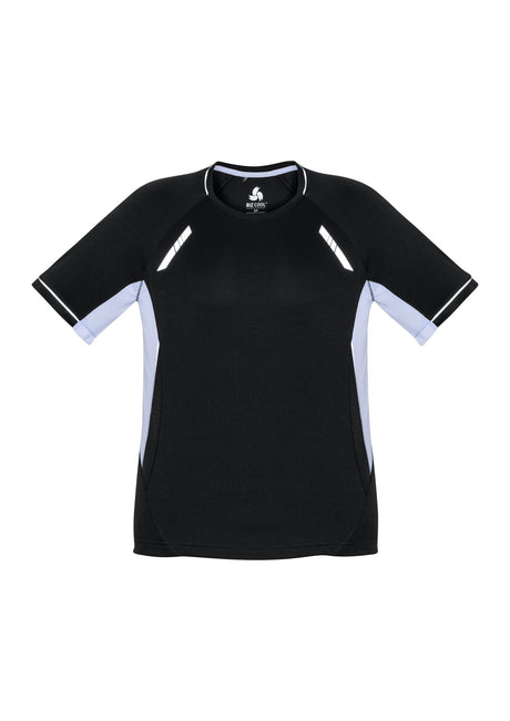 Kids Renegade Tee in Black, White, and Silver, featuring breathable fabric, reflective trims, and a comfortable fit for active play.