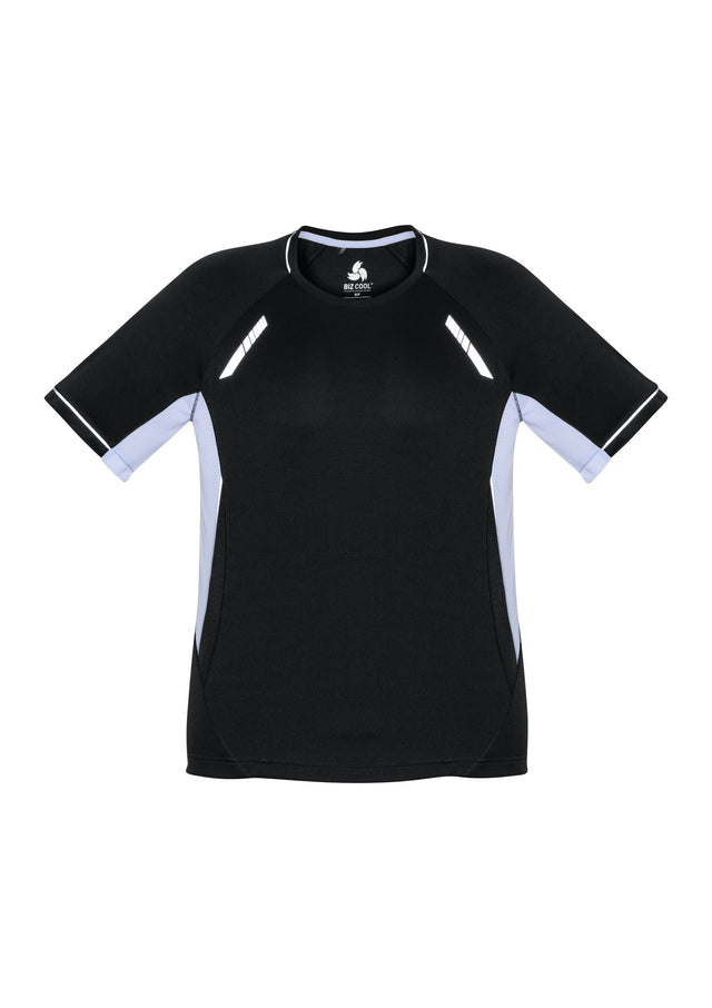 Kids Renegade Tee in Black, White, and Silver, featuring breathable fabric, reflective trims, and a comfortable fit for active play.