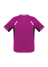 Kids Renegade Tee in magenta, black, and silver, featuring breathable mesh, reflective trims, and a comfortable fit for active play.
