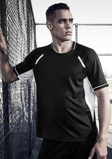 Men's Renegade Tee in Navy/Sky/Silver, Size 2XL, featuring breathable mesh, reflective trims, and ergonomic fit for active wear.