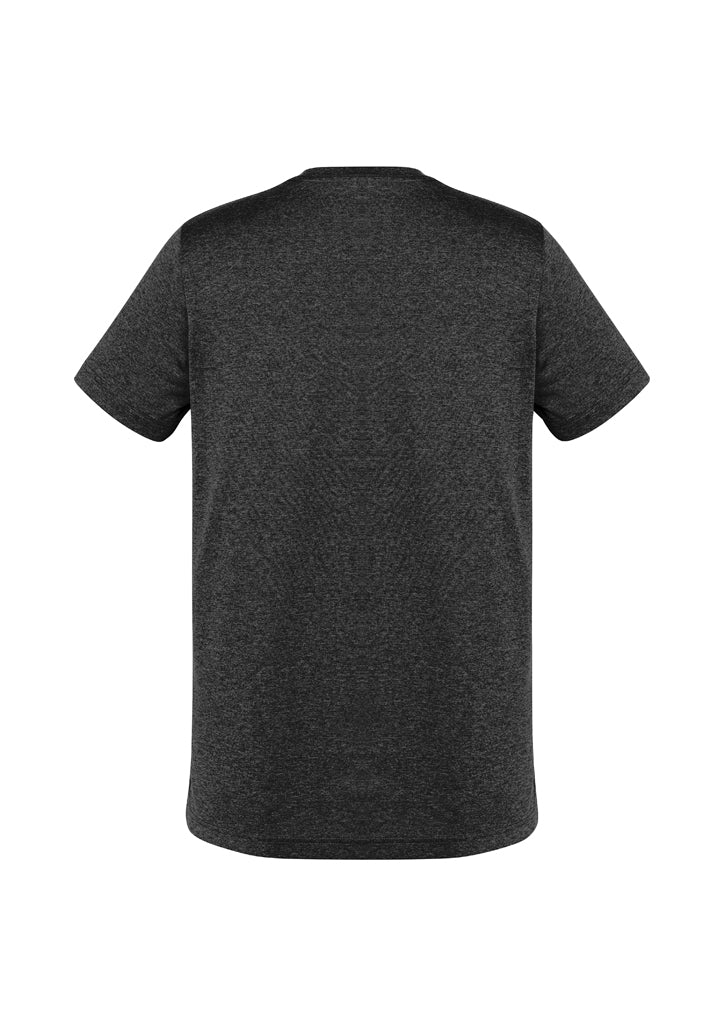 Men's Aero Tee in black, size L; lightweight, modern heathered fabric with UPF protection for activewear comfort and style.