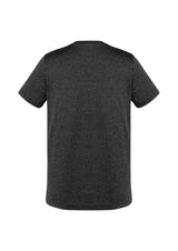 Men's Aero Tee in black, size L; lightweight, modern heathered fabric with UPF protection for activewear comfort and style.