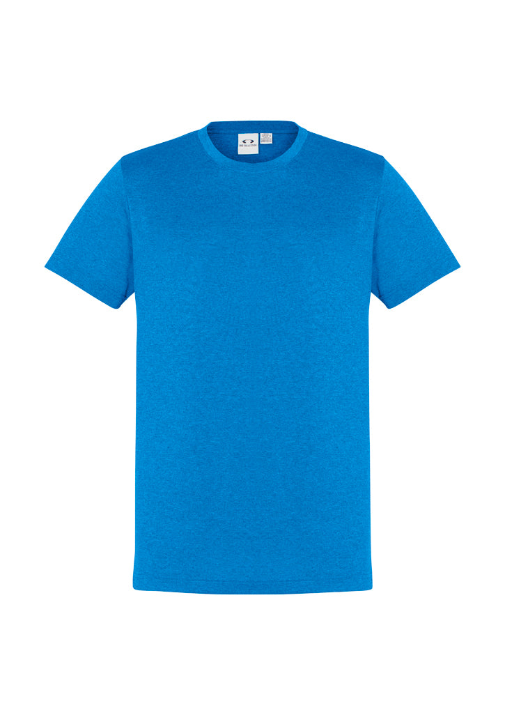 Men's Aero Tee in Cyan, Size L from Biz Collection, featuring lightweight, breathable fabric with a modern crew neck design.
