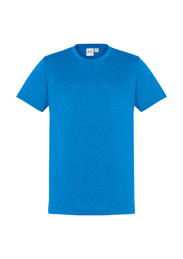 Men's Aero Tee in Cyan, Size L from Biz Collection, featuring lightweight, breathable fabric with a modern crew neck design.