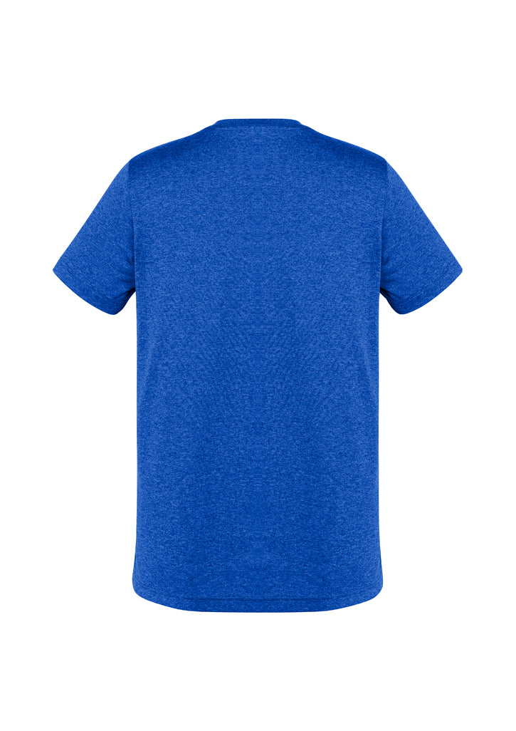 Men's Electric Blue Aero Tee from Biz Collection, size M, featuring breathable fabric, classic crew neck, and stylish heathered marle effect.