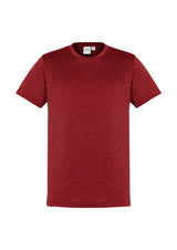 Men's Aero Tee in red, size L, featuring lightweight, moisture-wicking fabric with a stylish marle effect and UPF sun protection.