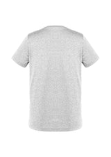 Men's Aero Tee in Silver, size L, features lightweight, breathable fabric with UPF protection and an athletic crew neck design.