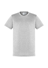 Men's silver Aero Tee in size S, featuring lightweight anti-shrink fabric, UPF protection, and a stylish heathered marle design.