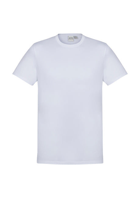 Men's Aero Tee in white, size L, featuring lightweight, breathable fabric, UPF protection, and a modern crew neck design.