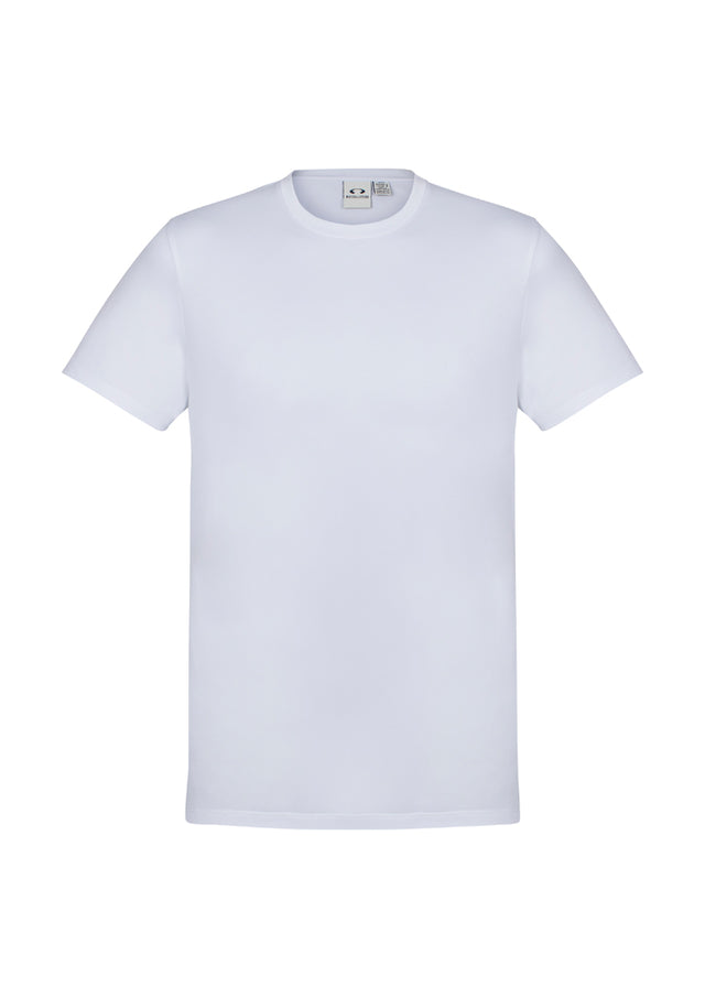 Men's Aero Tee in white, size M, features lightweight, breathable fabric with a modern heathered look and UPF protection.
