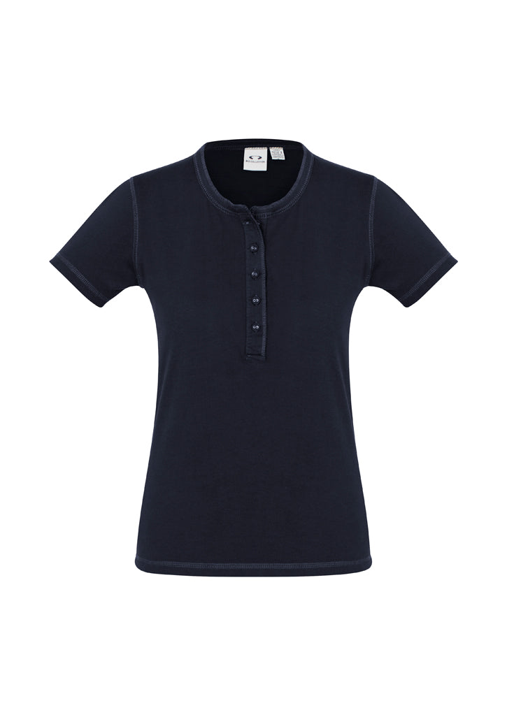 Ladies Vintage Tee in Ink, size 20, featuring a classic crew neck, stone-washed finish, and UPF protection for stylish comfort.