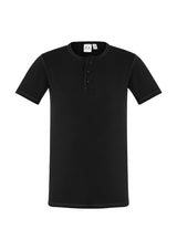 Men's Vintage Tee in black, size XL, featuring soft cotton, stone-washed finish, crew neck, and retro Henley placket.
