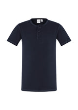 Men's Vintage Tee in Ink, XL, 100% cotton, stone washed with crew neck and Henley placket; perfect blend of comfort and style.