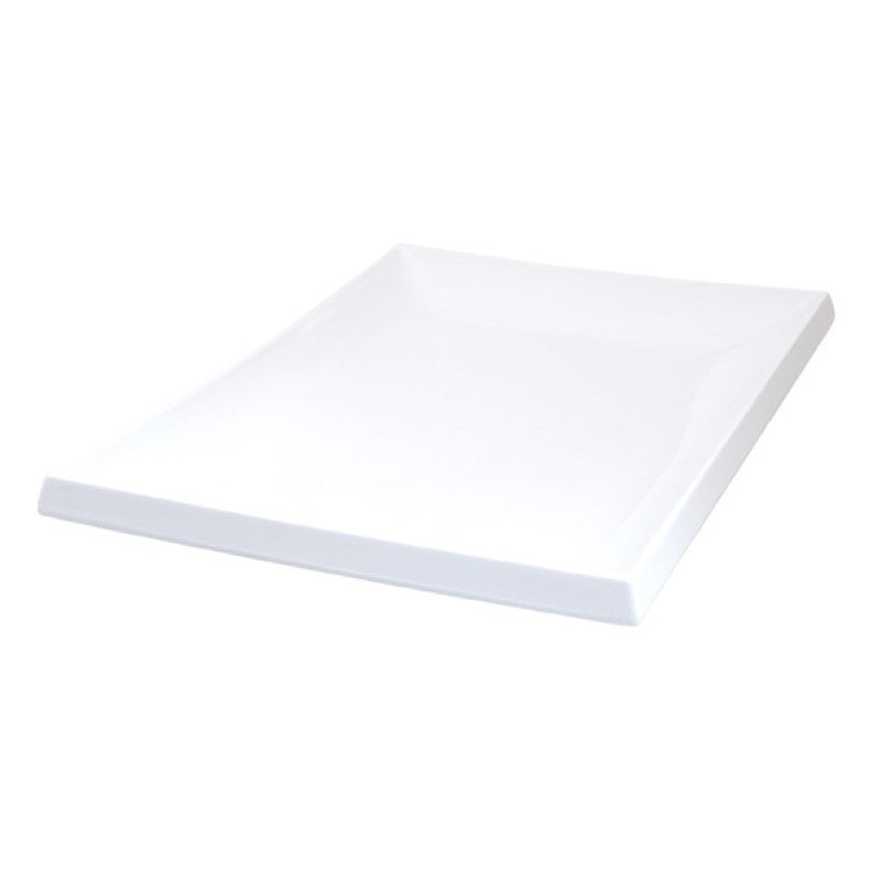 Sleek white Ryner melamine sushi plate, 20x14cm, durable and stylish for serving sushi and delicacies.