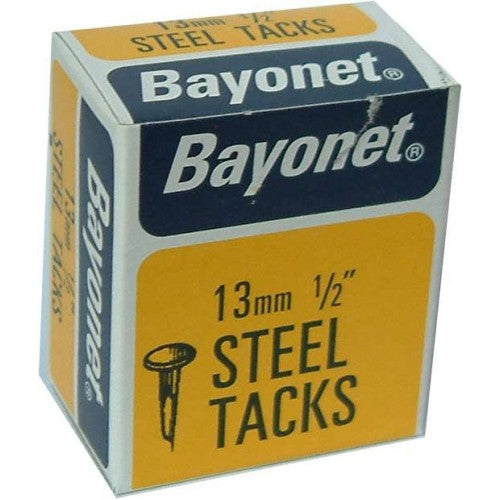 Blued Tacks 'Bayonet' in 50gm packet, 1/2 inch; durable, rust-resistant, perfect for upholstery and craft projects.