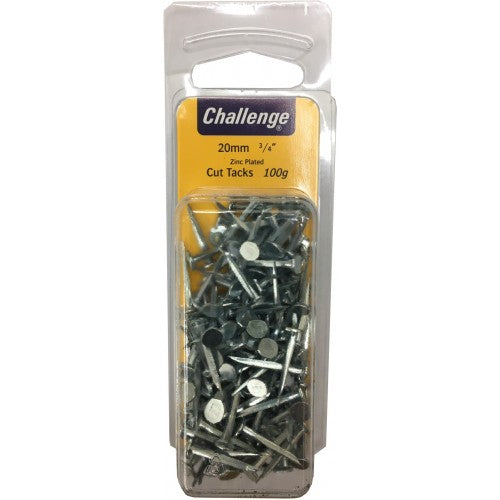 Zinc tacks with a narrow head design, 20mm length, ideal for upholstery, crafts, and durable against rust and corrosion.