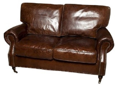 Vintage Cigar leather 2 seater sofa with premium South American leather, birch frame, and expert cushioning for ultimate comfort.