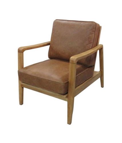 Finn Chair in Columbia Brown featuring premium leather, solid oak frame, and unique buckle detailing, perfect for any decor.