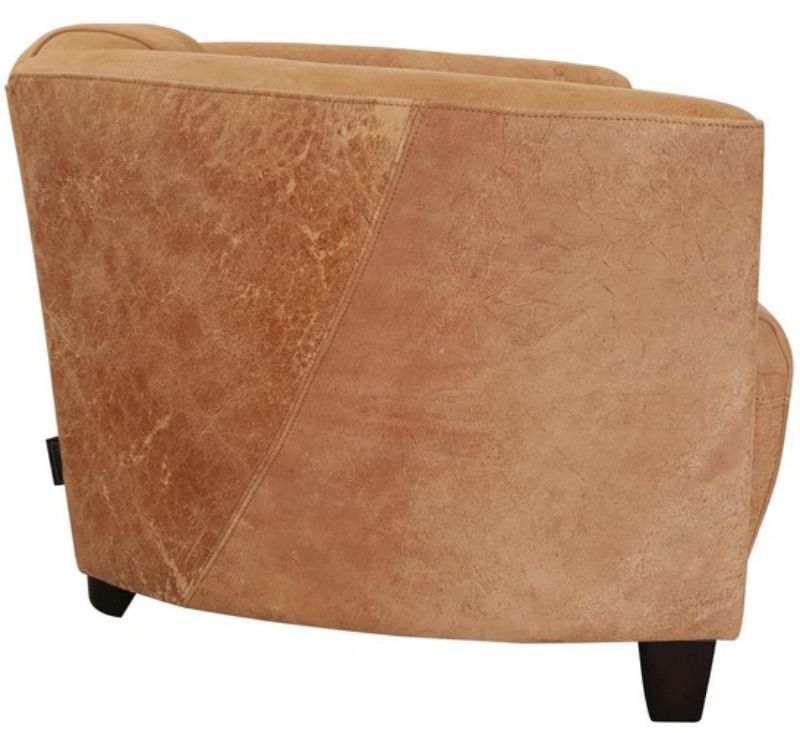 Vanguard Occasional Chair in Destroyed Camel, featuring top grain leather and a modern tub style for comfort and elegance.