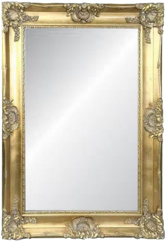 Ornate 150cm antique gold bevelled mirror, featuring intricate detailing; a stunning decor piece for any room.