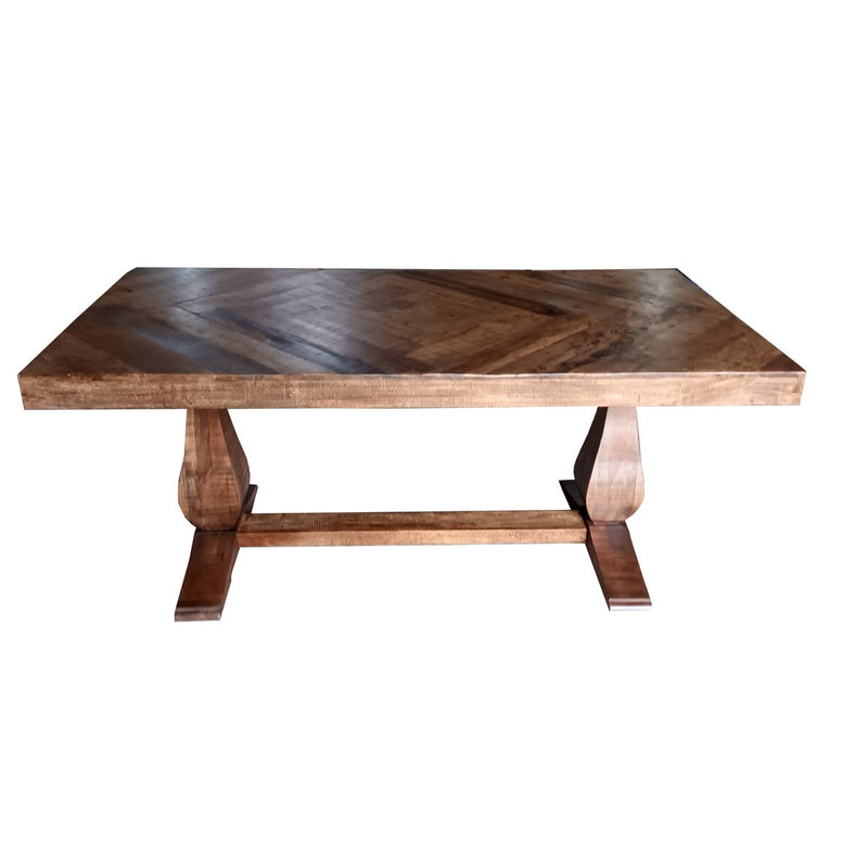 Dining Table - Prairie Parqet With Double Pedastal Base Walnut (180cm)