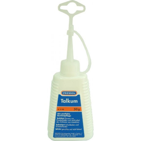 Pressol Talcum 50gm Puffer for rubber protection; odourless, non-greasy, ideal for lubricating drawers and windows.