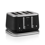 Elegant black 4-slice toaster inspired by Kyoto, featuring adjustable browning, lift lever, and easy-clean crumb tray.