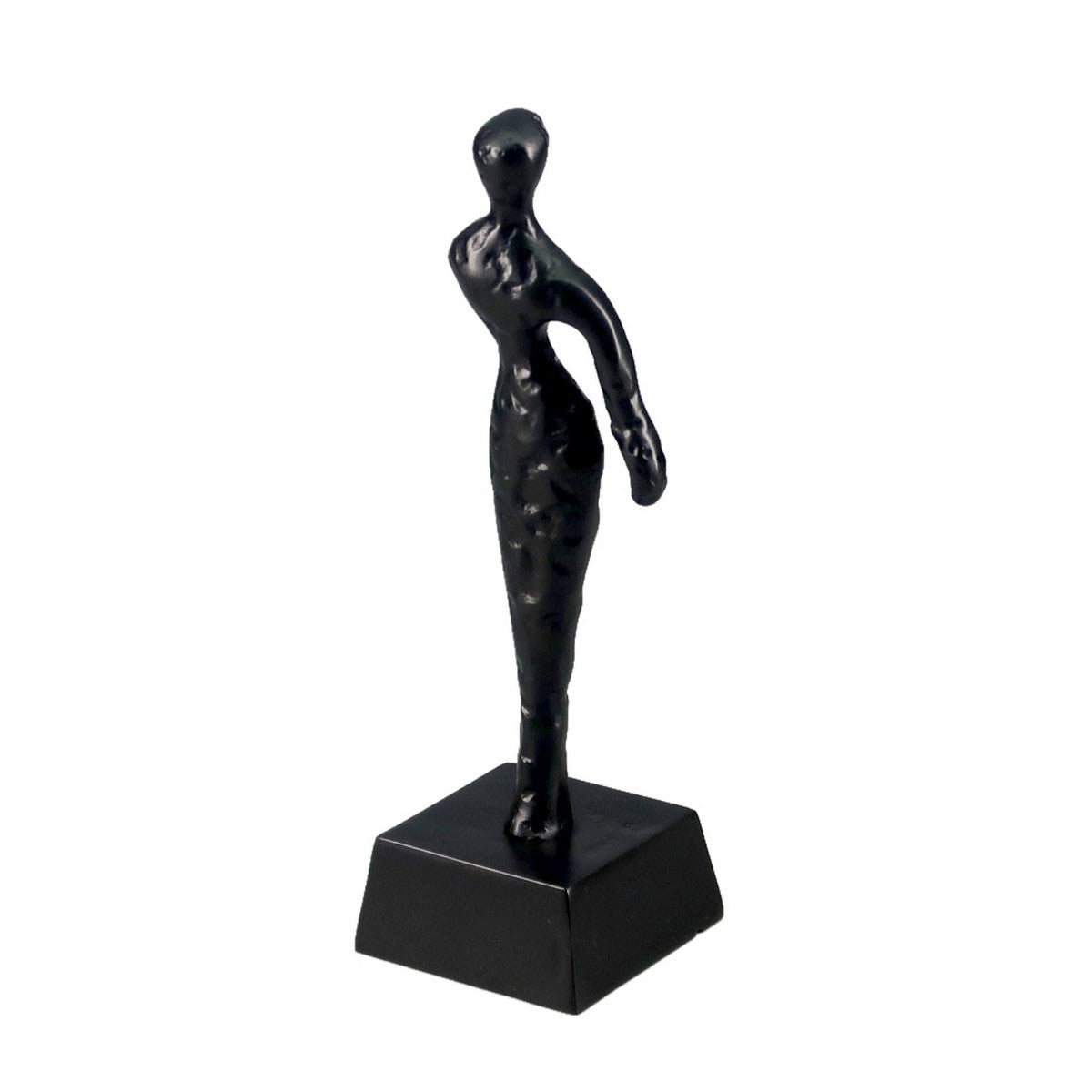 Black aluminum single arms deco sculpture, elegantly designed for modern home decor, measures 70x70x240 mm.