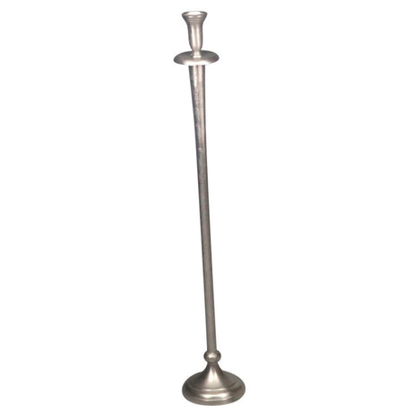 Large aluminium silver candle holder, 130x130x780 mm, elegant design enhancing home decor and ambiance.