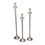 Large Aluminium Silver candle holder, 130x130x780 mm, elegant design enhances decor, ideal for candles and special occasions.