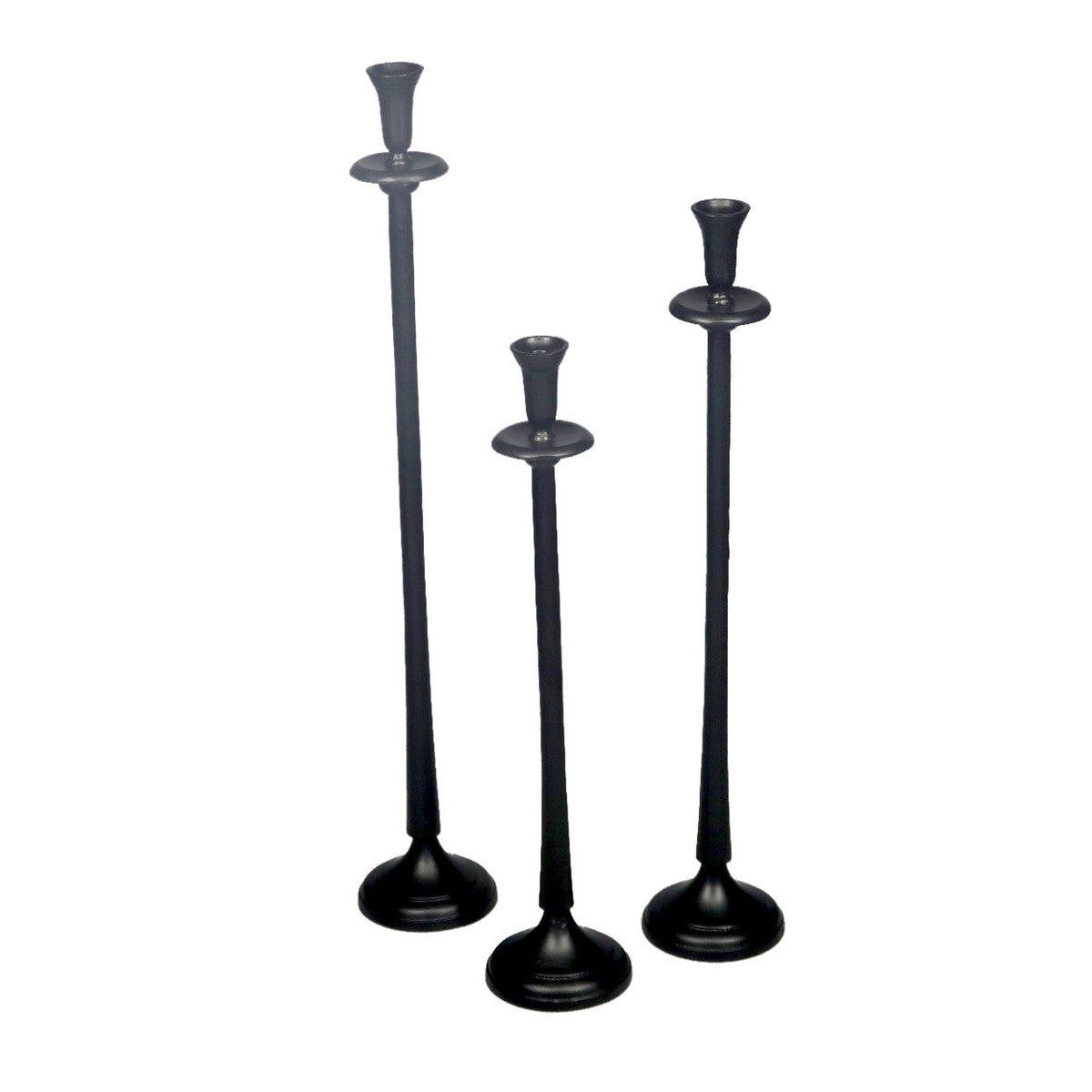 Large aluminium black round candle holder, perfect for creating an elegant ambiance in any living space.