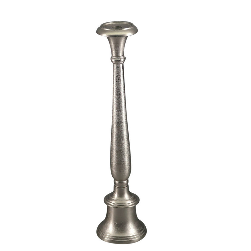 Tall Pillar Holder - Round Base Small (Aluminium Silver)